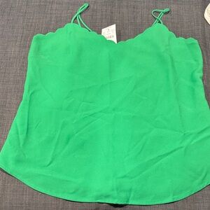 Green Scallop Trim Cami Top